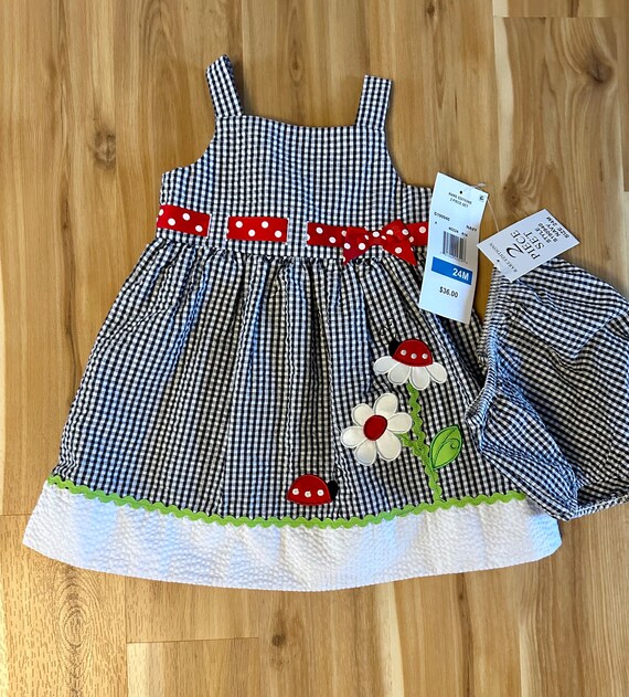 Girls 24 months Ladybug Dress, Retro Black Gingha… - image 1