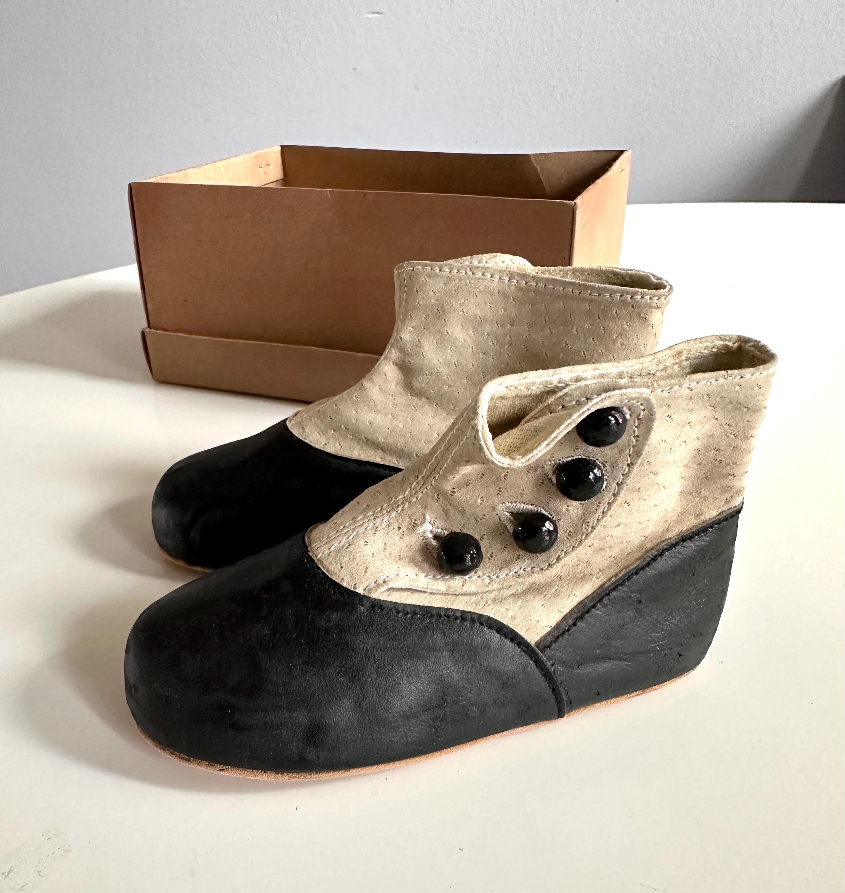 Vintage Victorian High Button Shoes, Kids Edwardian Shoes Unworn NOS