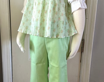 Vintage 18 M Top and Bell Bottom Pants Retro Infant Girls Sears 2 Piece Set USA