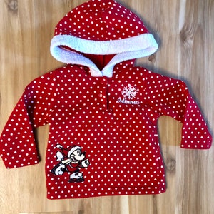 Vintage 12 mo Hoodie with Minnie on Ice Skates, Retro Infant Disney