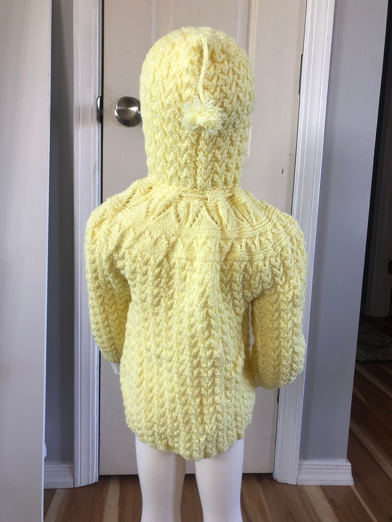 Retro Knit Baby Sweater Vintage Handknit size 2T 3T Toddler Hooded Sweater Vintage Toddler Jacket