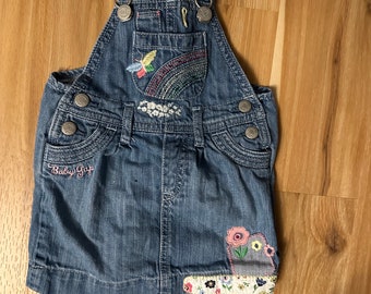 Infant Baby Denim Jumper sz 6-12 months, Baby  Embroidered Overalls Dress