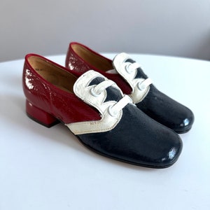 Vintage Poll Parrot Kids Shoes Size 12.5 Retro Child Patent Leather Loafers, Patriotic USA