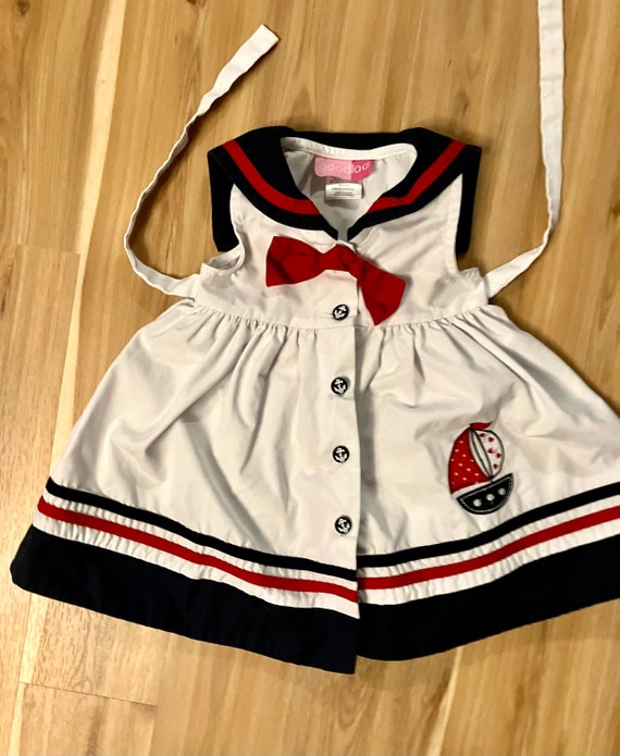 Vintage 18 months Sailor Dress, Retro Baby Girls … - image 1