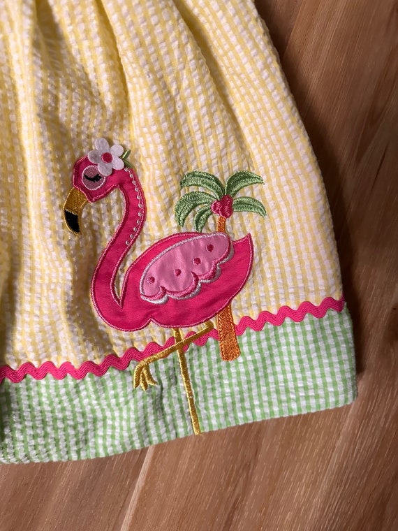 Baby Size 12 Months Pink Flamingo Dress With Bloomers Retro Infant Emily Rose Seersucker Dress With Diaper Cover Etsy