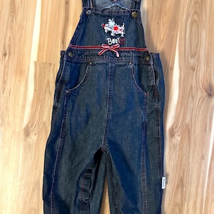 Vintage Baby size 18-24 months Vitamins Kids Overalls with Scotty Dog Appliques Retro Infant Denim Overalls