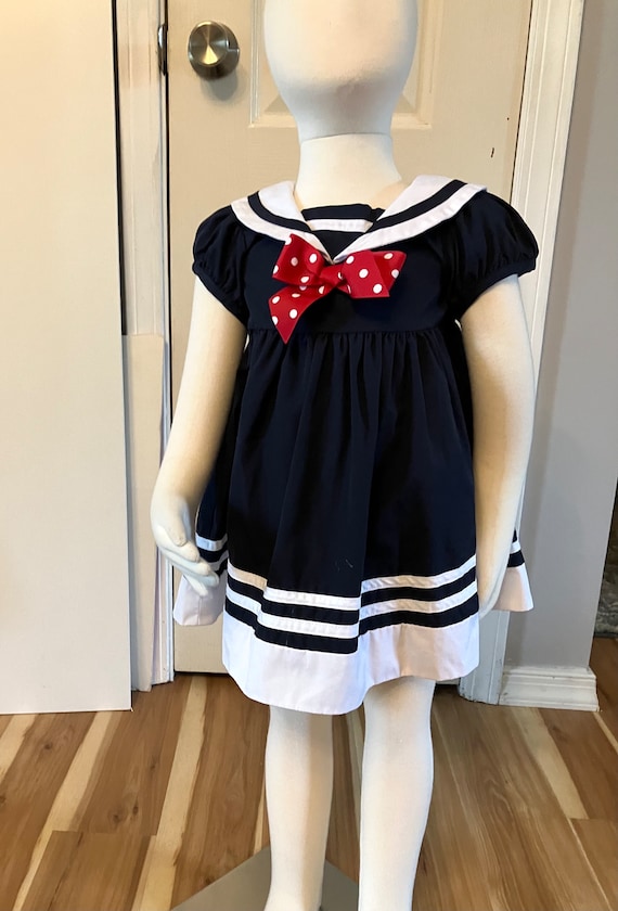 Baby Girl 18 months Sailor Dress, Retro Nautical G