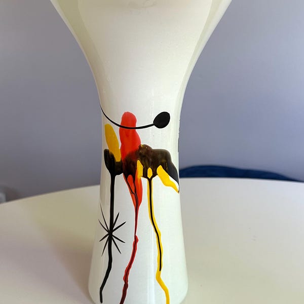 Vintage MCM Art Glass Vase with Atomic Starburst Splatter Design Ambiente Germany