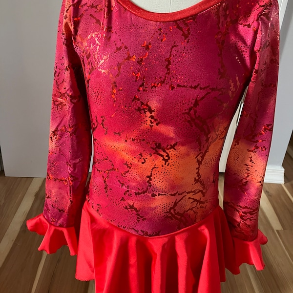 Figure Skating Dress Child size Medium 8-10, Girls Dance/Skate Costume with Scrunchie