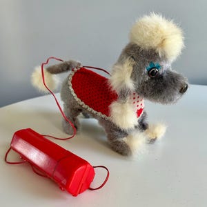 Vintage Battery Operated Remote Control Puppy Dog, Doodle the Poodle Dog Toy