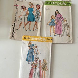 Vintage Girls Sewing Patterns Child size 8, Lot of 3 Assorted Dress Patterns