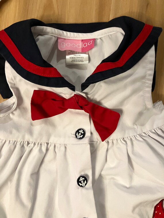 Vintage 18 months Sailor Dress, Retro Baby Girls … - image 4