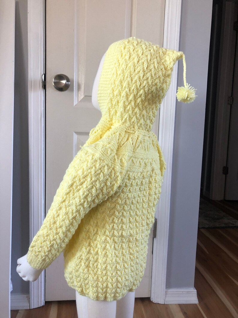 Retro Knit Baby Sweater Vintage Handknit size 2T 3T Toddler Hooded Sweater Vintage Toddler Jacket