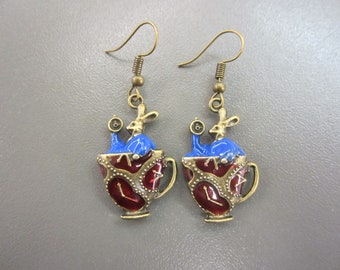 Alice Earrings March Hare Earrings Wonderland Earrings Fairy Tale Earrings Fandom Earrings Story Book Earrings Looking Glass Earrings