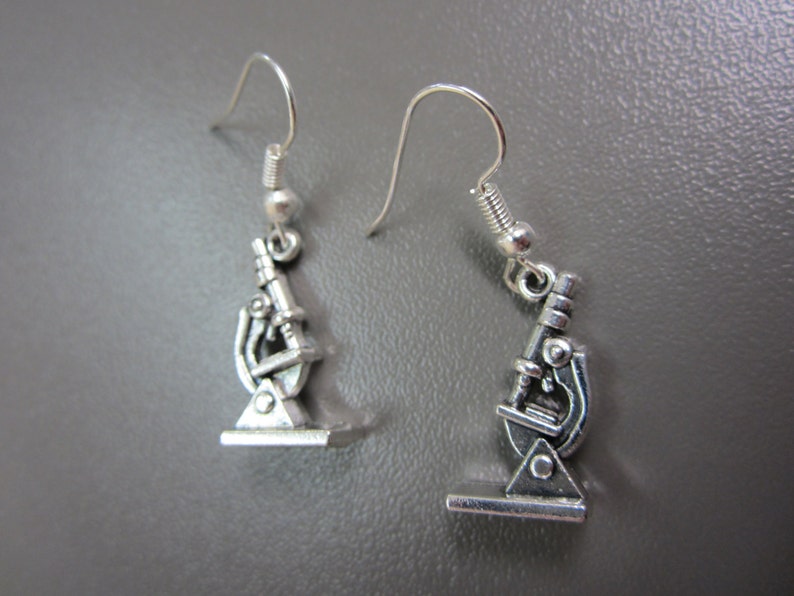 Microscope Earrings, Chemistry Equipment Earrings, Chemistry Earrings, Science Earrings, Molecular Earrings, DNA earrings, Physics Earrings image 2