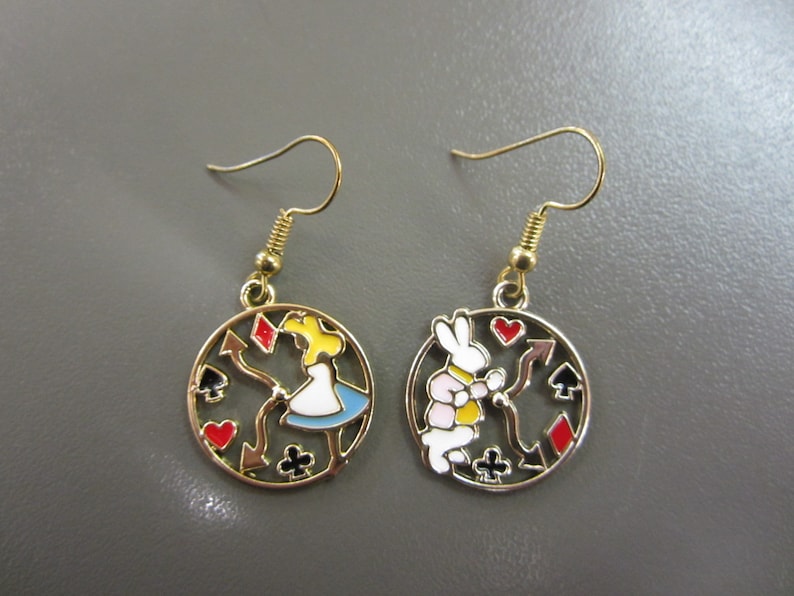 Alice Earrings March Hare Earrings Wonderland Earrings Fairy Tale Earrings Fandom Earrings Story Book Earrings Looking Glass Earrings