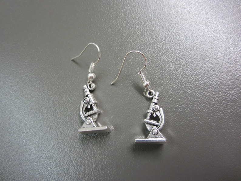 Microscope Earrings, Chemistry Equipment Earrings, Chemistry Earrings, Science Earrings, Molecular Earrings, DNA earrings, Physics Earrings image 1