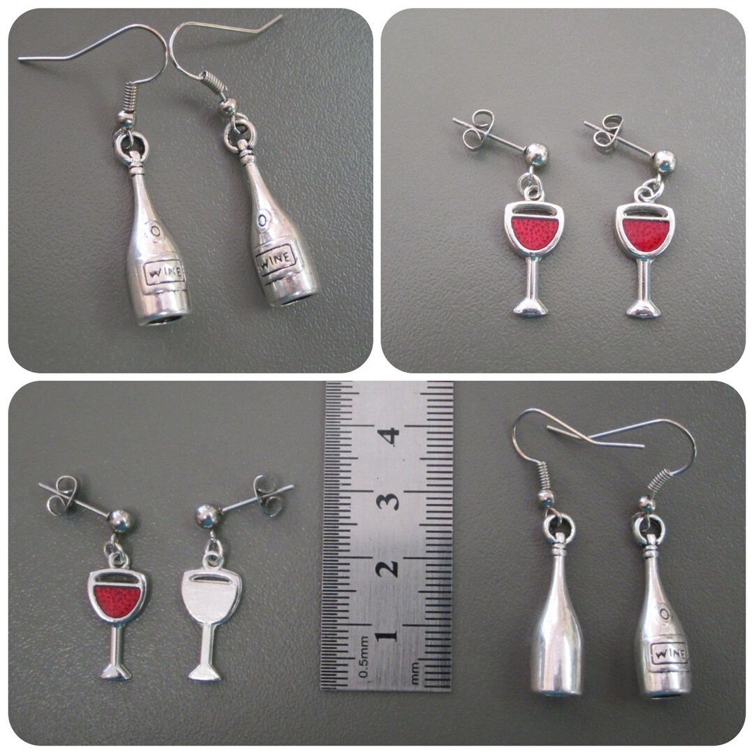 Wine Bottle Earrings Wine Earrings Celebration Earrings Etsy