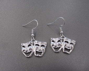 Theatre Mask Earrings, Comedy and Tragedy Mask Earrings, Sock and Buskin Earrings, Theatrical Earrings, Actor Earrings, Comedy Earrings