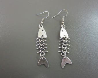 Fish Bone Earrings, Fish Earrings, Skeleton Earrings, Fish Skeleton Earrings, Fish Jewellery, Creepy Earrings