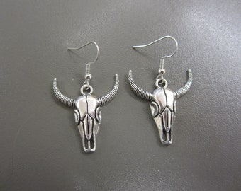 Cow Skull Earrings, Animal Skull Earrings, Silver Skull Earrings, Bison Earrings, Cow Skull Jewellery, Cow Earrings, Bison Earrings