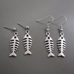 Fish Bone Earrings, Fish Earrings, Skeleton Earrings, Fish Skeleton Earrings, Fish Jewellery, Creepy Earrings