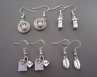Time for Tea Earrings Set, Tea Bag Earrings, Coffee Earrings, Tea Cup Earrings, Coffee Cup Earrings, Coffee Bean Earrings