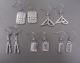 Maths Earrings, Teacher Earrings, Student Earrings, Graduation Earrings, Compass Earrings, Calculator Earrings, Protractor Earrings, Abacus