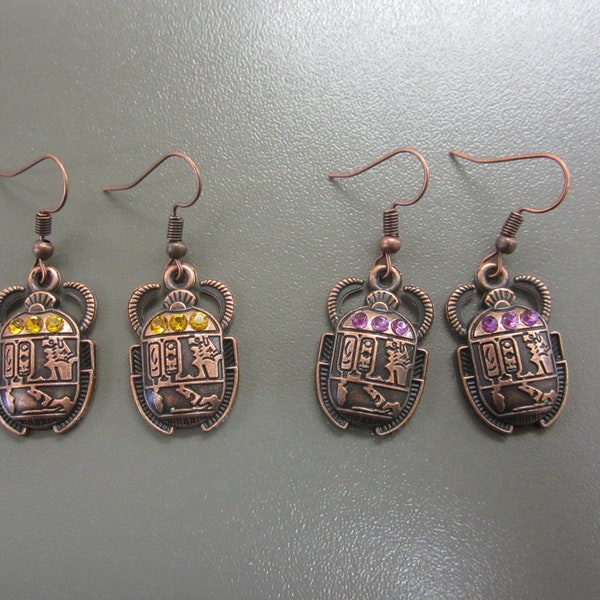 Beetle Earrings, Scarab Earrings, Egyptian Earrings, Egyptian Scarab Jewellery