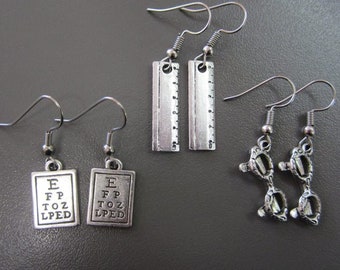 Optician Earrings, Eye Doctor Earrings, Optical Earrings, Dispensing Optician Earrings, Optometrist Earrings, Glasses Earrings, Gift Set