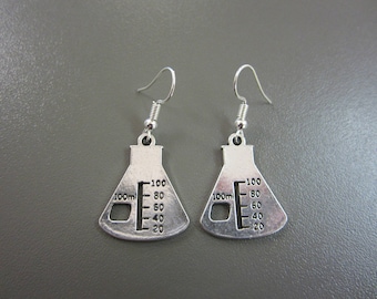 Science Flask Earrings, Chemistry Equipment Earrings, Chemistry Earrings, Science Earrings, Chemistry Beaker, Lab Flask, Biology Flask