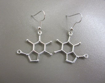 Caffeine Molecule Earrings, Caffeine Earrings, Coffee Molecule Earrings, Chemistry Earrings, Science Earrings, Molecular Earrings
