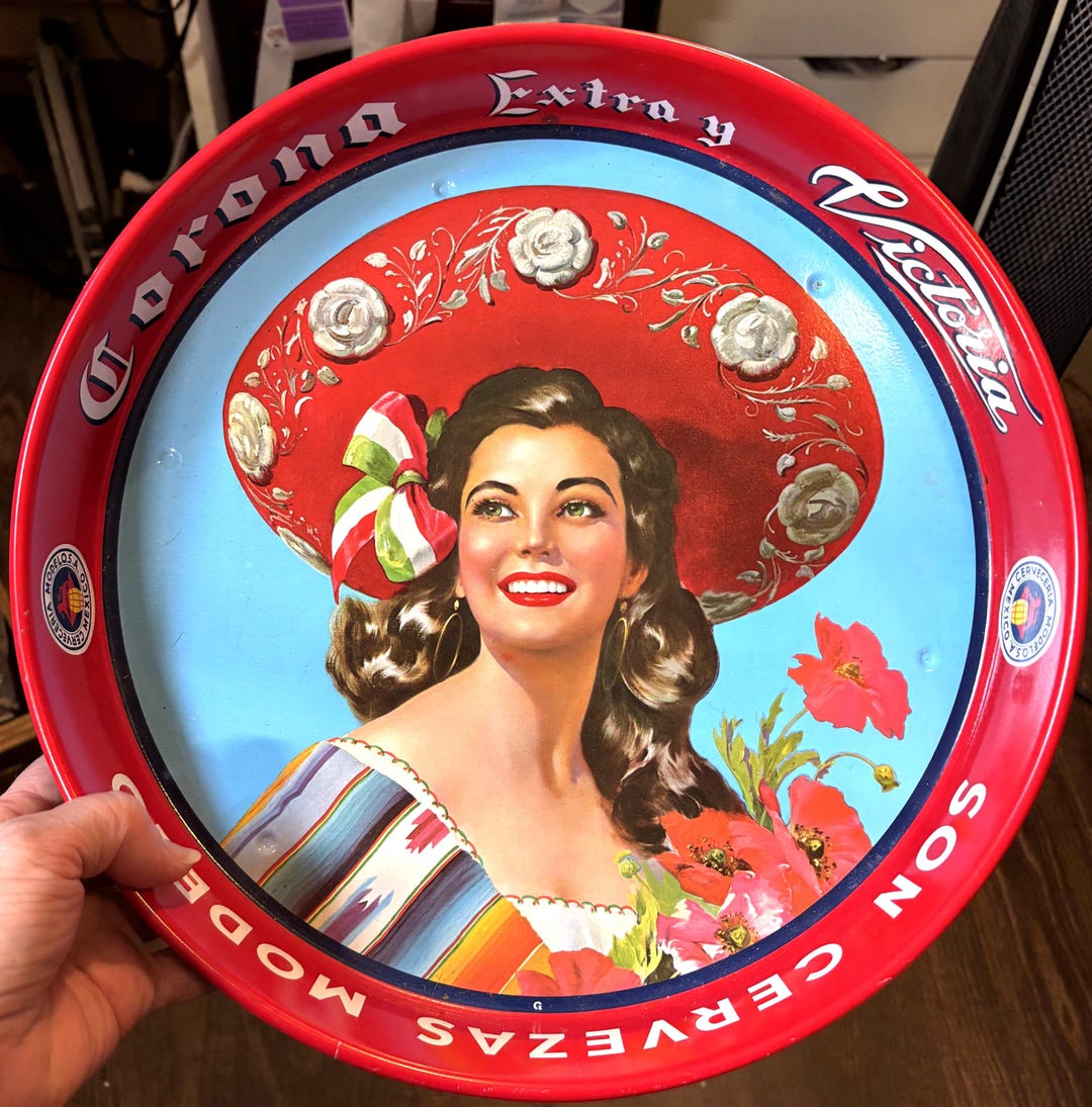 Corona Extra Victoria Cerveza Beer Serving Tray 13.25” Vintage