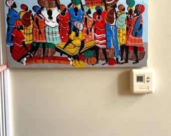 Amazing Vintage Haitian Painting Signed Pierre , Haiti Hand