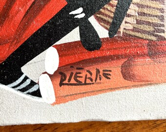 Amazing Vintage Haitian Painting Signed Pierre , Haiti Hand