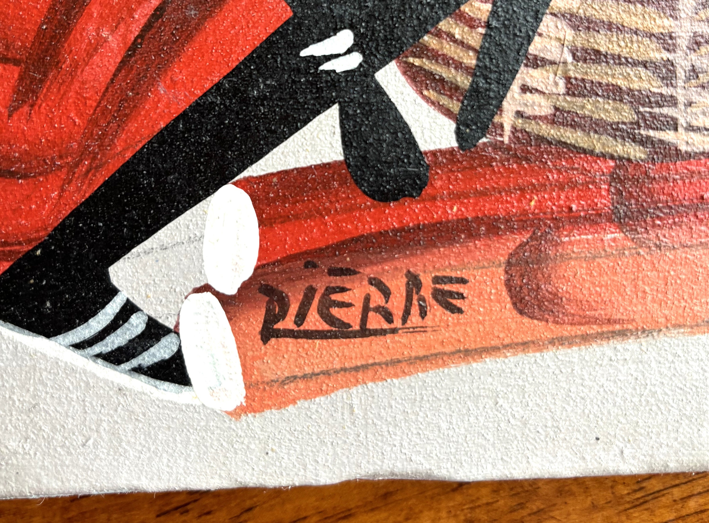 【ハイチアート】絵画 マーケット サイン有り ハイチアン　ヴィンテージ Amazing Vintage Haitian Painting Signed Pierre , Haiti Hand