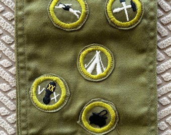 Écharpe vintage pour insigne du mérite scouts Boy Scouts of America avec 8 insignes du mérite