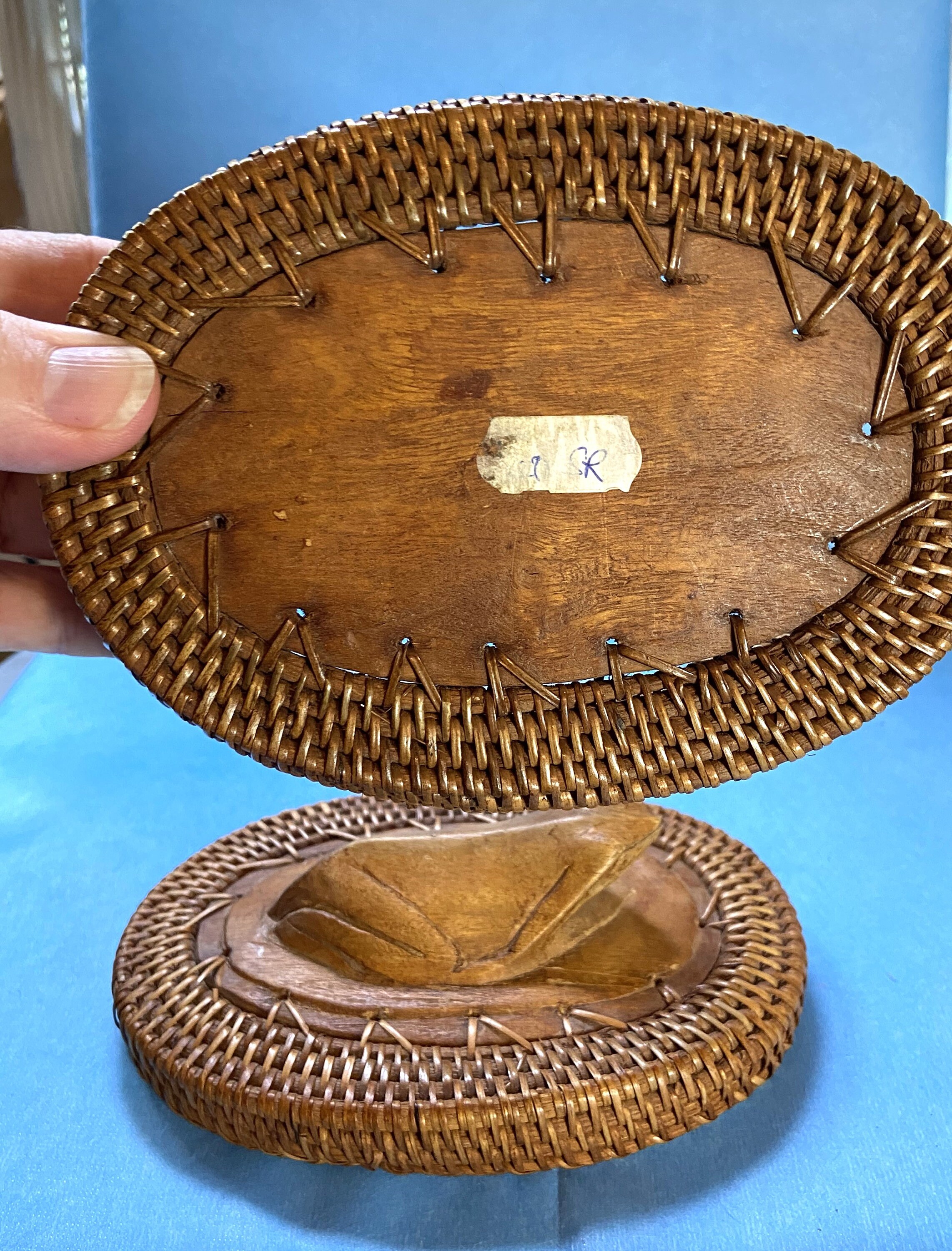 Vintage Indonesian Hand Woven Reed Basket From Lombok Island
