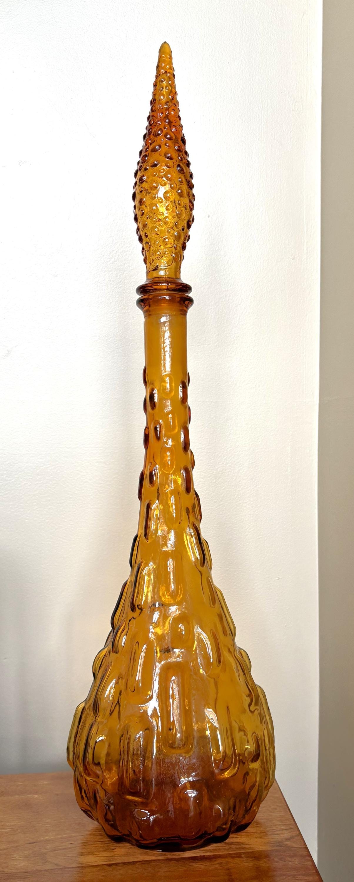 ヴィンテージアンバーガラスボトル エンポリ ジーニーボトル Empoli Amber Genie Bottle - Etsy