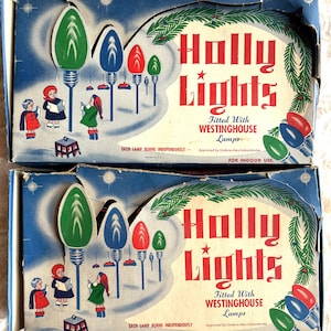 2 Vintage HOLLY LIGHTS Westinghouse Lamps BOXES & 4 sets Untested Strings Free Shipping!
