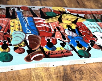 Amazing Vintage Haitian Painting Signed Pierre , Haiti Hand