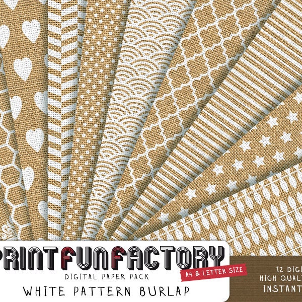 White pattern burlap digital burlap paper wedding burlap - 12 digital papers (082) INSTANT DOWNLOAD