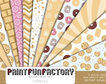 Cookies digital paper - milk and cookies paper cookie crumbs paper cookie wall paper - 12 digital papers (#215) INSTANT DOWNLOAD