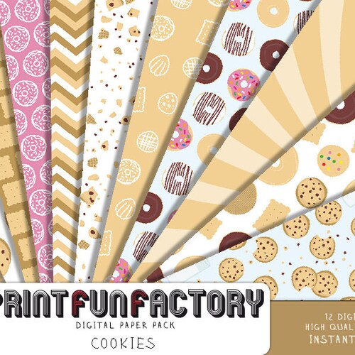Milk and Cookies Digital Paper Patterns Chocolate Cookie Etsy