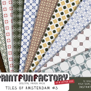 Holland digital paper - Tiles of Amsterdam scrapbook backgrounds part 3 - 12 digital papers (#154) INSTANT DOWNLOAD