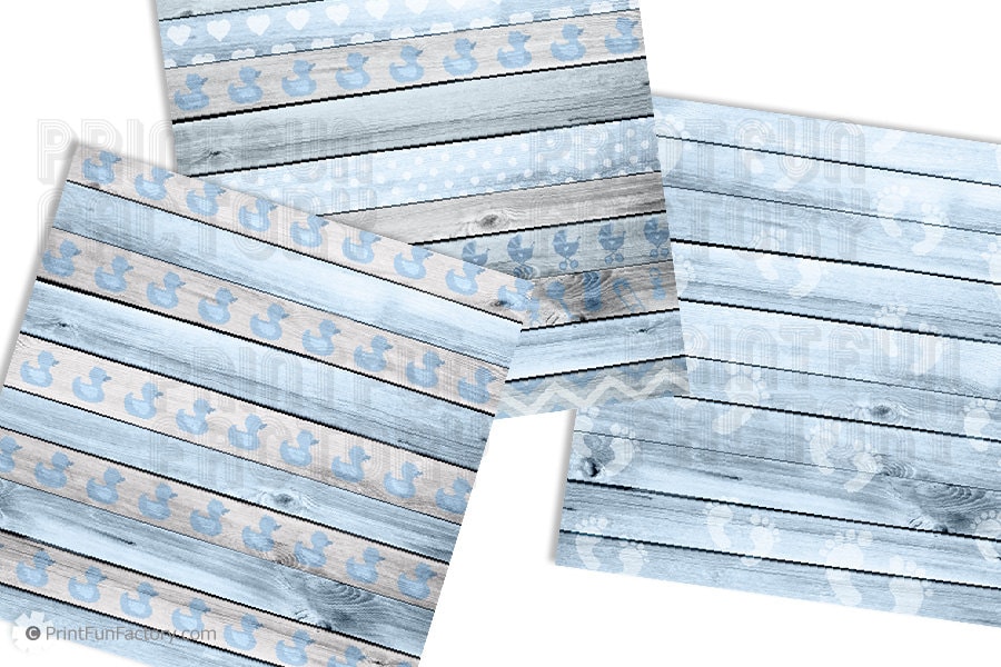 Baby Boy Digital Paper - Baby Wood Background Paper - 12 Digital Papers ...