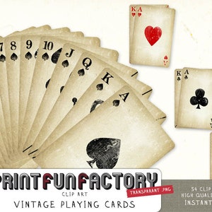 Clipart de cartas de baralho vintage DOWNLOAD INSTANTÂNEO