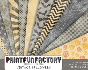 Papel digital de Halloween - Papel vintage para scrapbook de Halloween com aparência desgastada - 12 papéis digitais (109) DOWNLOAD INSTANTÂNEO