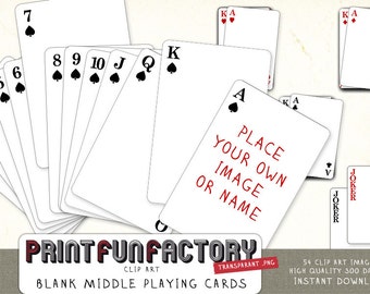 Playing cards blank middle - digital file - customize it yourself with your own photo or text! - digital clip art INSTANT DOWNLOAD