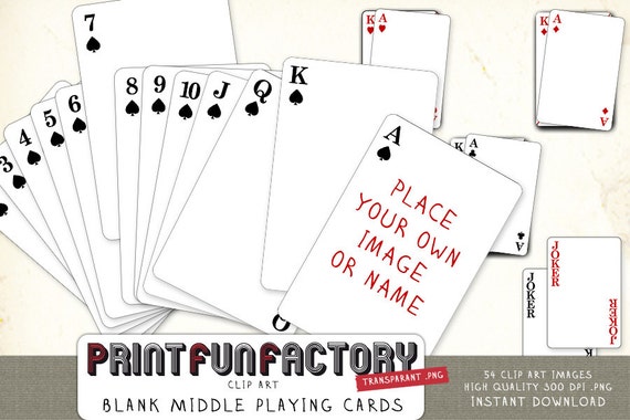 Playing Cards Blank Middle Digital File Customize It Etsy